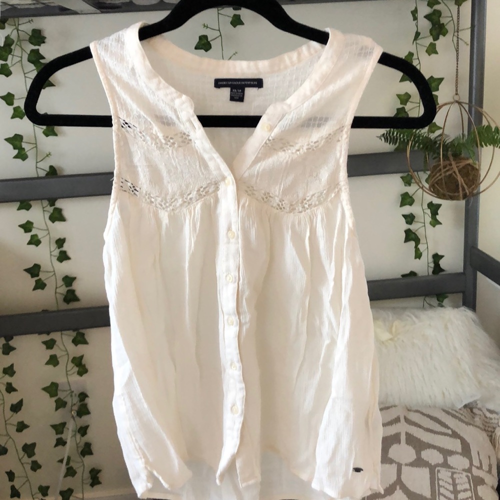 cream/ white american eagle tank